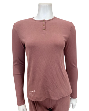 Angelice S6007 Rosewood Ribbed Bamboo Modal Pajamas Set myselflingerie.com